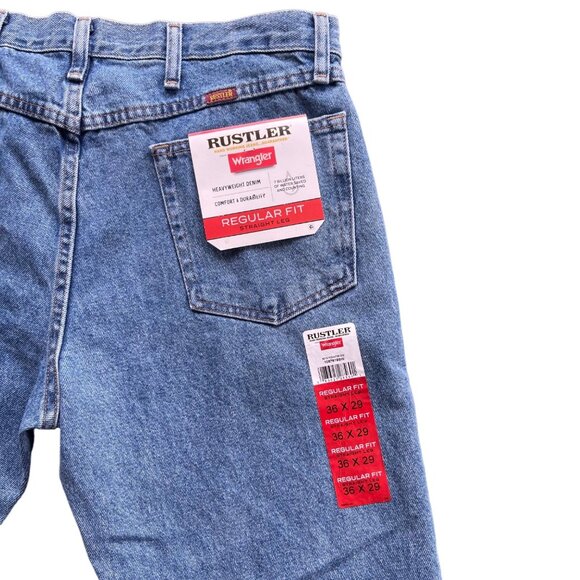 NWT Rustler by Wrangler 36x29 Regular Fit Straight Leg Blue Denim Jean 1087619SW - Picture 10 of 16
